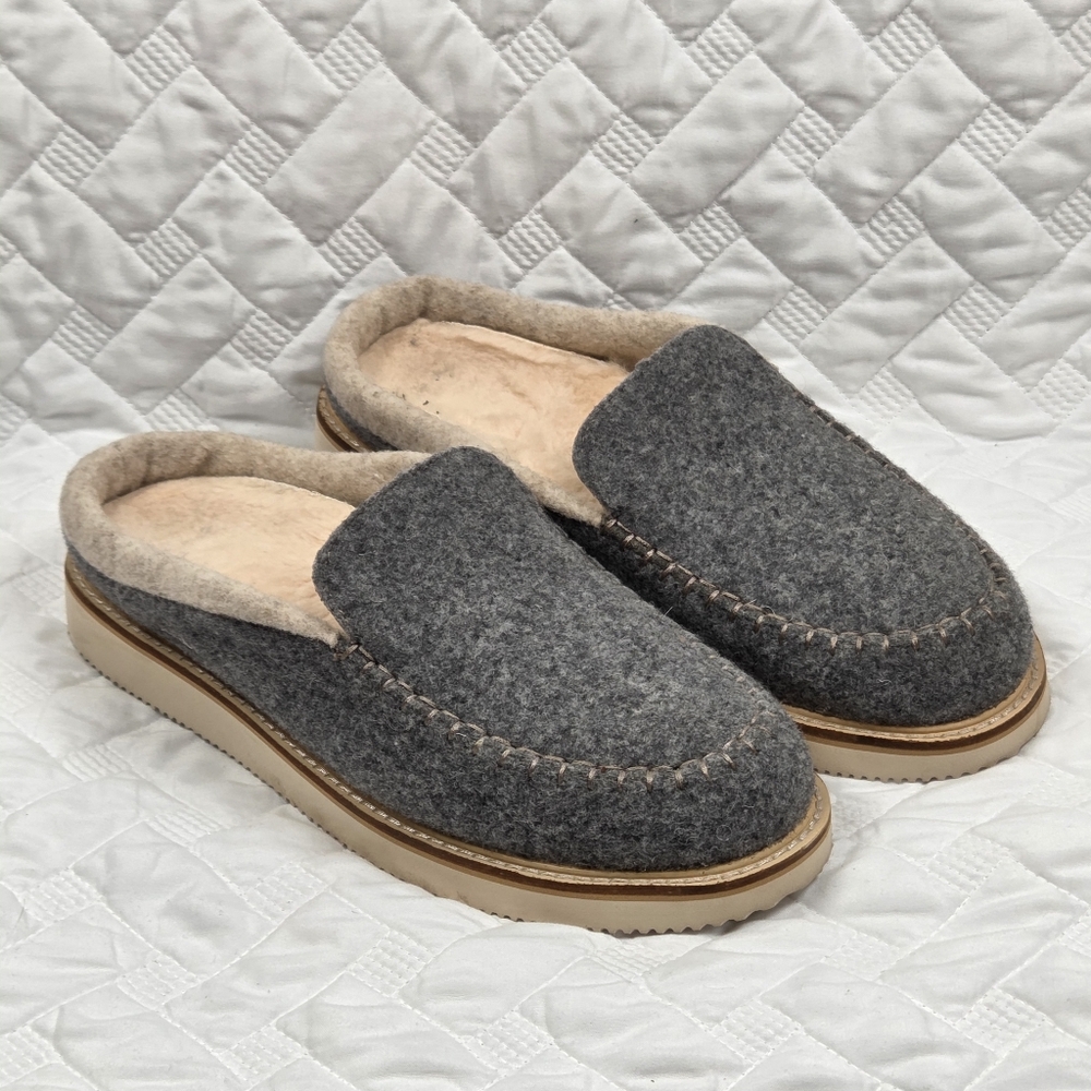 Sanuk Cozy Vibe Slipper Sugar Mat Wool Grey Women's Size 9